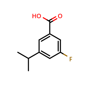 Chemical structure of 3-Fluoro-5-(1-methylethyl)benzoic acid , CAS 942508-01-2, AChemBlock AD294221