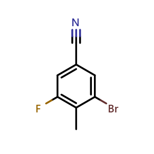 Chemical structure of 3-Bromo-5-fluoro-4-methylbenzonitrile , CAS 1805030-24-3, AChemBlock AD294224