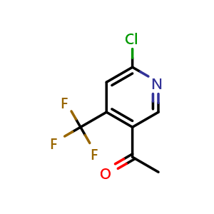 Chemical structure of 1-[6-Chloro-4-(trifluoromethyl)-3-pyridinyl]ethanone , CAS 1393566-16-9, AChemBlock AD294236