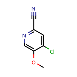 Chemical structure of 4-Chloro-5-methoxy-2-pyridinecarbonitrile , CAS 1261733-75-8, AChemBlock AD294238