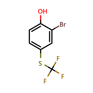 Chemical structure of 2-bromo-4-((trifluoromethyl)thio)phenol , CAS 2969332-30-5, AChemBlock AD294245