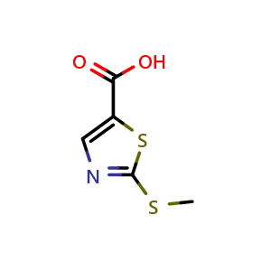 Chemical structure of 2-(Methylthio)-5-thiazolecarboxylic acid , CAS 635283-90-8, AChemBlock AD294253