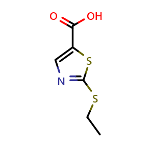 Chemical structure of 2-(Ethylthio)-5-thiazolecarboxylic acid , CAS 65793-28-4, AChemBlock AD294254