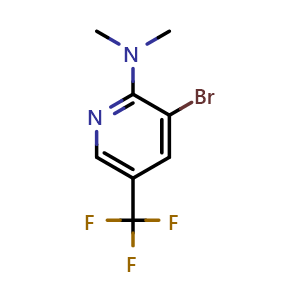 Chemical structure of 3-Bromo-2-dimethylamino-5-trifluoromethylpyridine , CAS 216765-95-6, AChemBlock AD294258