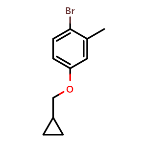 Chemical structure of 1-Bromo-4-(cyclopropylmethoxy)-2-methylbenzene , CAS 1369883-90-8, AChemBlock AD294260