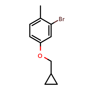Chemical structure of 2-Bromo-4-(cyclopropylmethoxy)-1-methylbenzene , CAS 1224719-51-0, AChemBlock AD294261