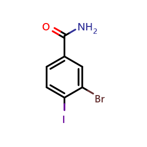 Chemical structure of 3-bromo-4-iodobenzamide , CAS 791137-23-0, AChemBlock AD294264