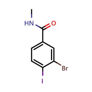 Chemical structure of 3-bromo-4-iodo-N-methylbenzamide , CAS 1878619-94-3, AChemBlock AD294265