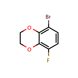 Chemical structure of 5-bromo-8-fluoro-2,3-dihydrobenzo[b][1,4]dioxine , CAS 2092817-50-8, AChemBlock AD294267