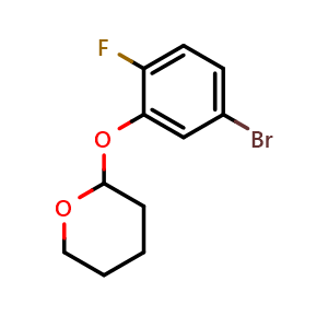 Chemical structure of 2-(5-bromo-2-fluorophenoxy)tetrahydro-2H-pyran , CAS 1627704-10-2, AChemBlock AD294268