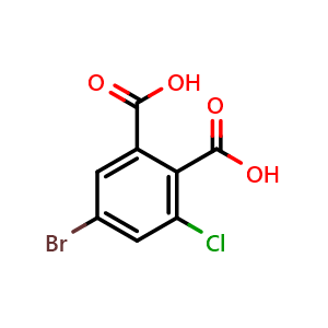 Chemical structure of 5-bromo-3-chlorophthalic acid , CAS 1192548-76-7, AChemBlock AD294269