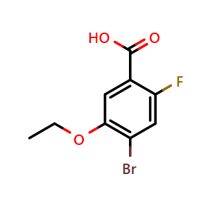 Chemical structure of 4-bromo-5-ethoxy-2-fluorobenzoic acid , CAS 2092409-67-9, AChemBlock AD294270