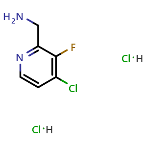 Chemical structure of (4-chloro-3-fluoropyridin-2-yl)methanamine dihydrochloride , CAS 2496725-46-1, AChemBlock AD294931