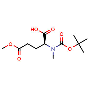 Chemical structure of (S)-2-((tert-butoxycarbonyl)(methyl)amino)-5-methoxy-5-oxopentanoic acid , CAS 2044710-75-8, AChemBlock AD294934