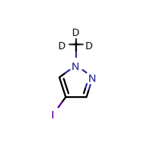 Chemical structure of 4-iodo-1-(methyl-d3)-1H-pyrazole , CAS 3030471-66-7, AChemBlock AD294942