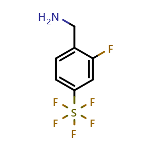 Chemical structure of (2-fluoro-4-(pentafluoro-lambda6-sulfaneyl)phenyl)methanamine , CAS 1240257-86-6, AChemBlock AD294944
