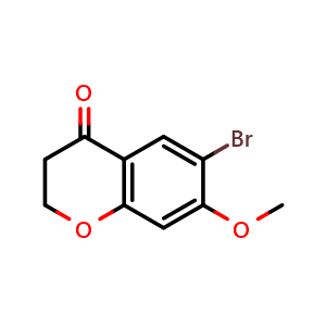 Chemical structure of 6-bromo-7-methoxychroman-4-one , CAS 918300-40-0, AChemBlock AD294947