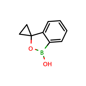 Chemical structure of 1H-spiro[benzo[c][1,2]oxaborole-3,1'-cyclopropan]-1-ol , CAS 1266121-81-6, AChemBlock AD294948