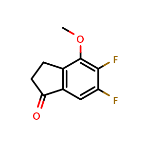Chemical structure of 5,6-difluoro-4-methoxy-2,3-dihydro-1H-inden-1-one , CAS 1273673-71-4, AChemBlock AD294950
