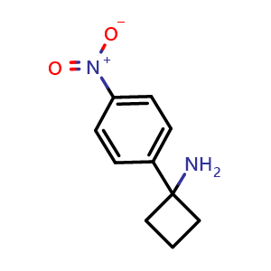 Chemical structure of 1-(4-Nitrophenyl)cyclobutanamine , CAS 1260672-25-0, AChemBlock AD294954