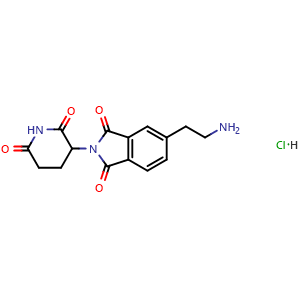 Chemical structure of 5-(2-Aminoethyl)-2-(2,6-dioxo-3-piperidyl)isoindoline-1,3-dione hydrochloride , CAS 2956545-68-7, AChemBlock AD294967