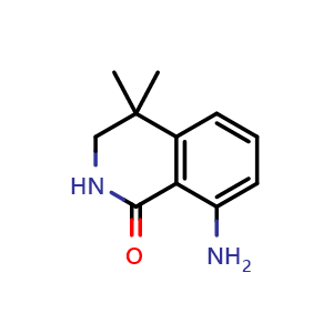 Chemical structure of 8-Amino-4,4-dimethyl-3,4-dihydroisoquinolin-1(2H)-one , CAS 2169557-43-9, AChemBlock AD294974