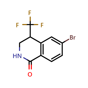 Chemical structure of 6-Bromo-4-(trifluoromethyl)-3,4-dihydroisoquinolin-1(2H)-one , CAS 2771025-46-6, AChemBlock AD294983