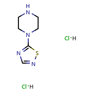 Chemical structure of 5-(1-Piperazinyl)-1,2,4-thiadiazole dihydrochloride , CAS 69389-20-4, AChemBlock AD294985