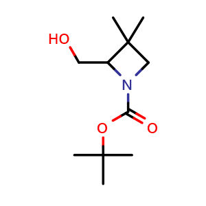 Chemical structure of (1-Boc-3,3-dimethylazetidin-2-yl)methanol , CAS 1824536-26-6, AChemBlock AD294987