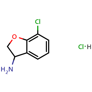 Chemical structure of 7-Chloro-2,3-dihydrobenzofuran-3-amine hydrochloride , CAS 1384265-56-8, AChemBlock AD294989
