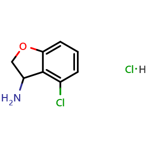 Chemical structure of 4-Chloro-2,3-dihydrobenzofuran-3-amine hydrochloride , CAS 1384265-47-7, AChemBlock AD294994
