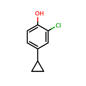 Chemical structure of 2-Chloro-4-cyclopropylphenol , CAS 1553103-02-8, AChemBlock AD294995