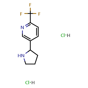 Chemical structure of 5-(Pyrrolidin-2-yl)-2-(trifluoromethyl)pyridine dihydrochloride , CAS 3048773-84-5, AChemBlock AD295001