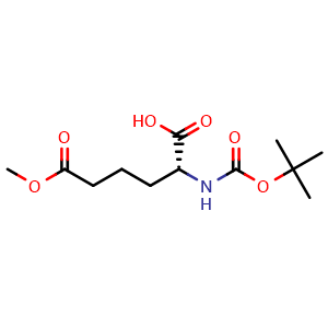 Chemical structure of (R)-2-(Boc-amino)-6-methoxy-6-oxohexanoic acid , CAS 115573-12-1, AChemBlock AD295004