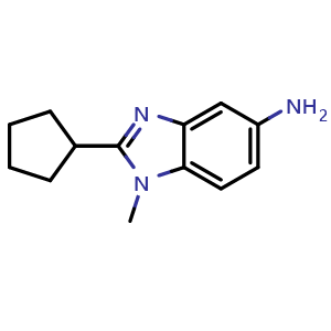 Chemical structure of 2-Cyclopentyl-1-methyl-1H-benzo[d]imidazol-5-amine , CAS 1368874-34-3, AChemBlock AD295007