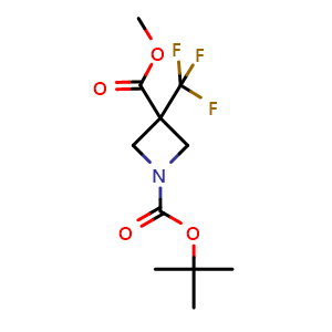 Chemical structure of Methyl 1-Boc-3-(trifluoromethyl)azetidine-3-carboxylate , CAS 2117196-86-6, AChemBlock AD295014