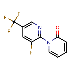 Chemical structure of 3'-Fluoro-5'-(trifluoromethyl)-2H-[1,2'-bipyridin]-2-one , CAS 3090841-12-3, AChemBlock AD295015