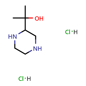 Chemical structure of 2-(Piperazin-2-yl)-2-propanol dihydrochloride , CAS 1940166-68-6, AChemBlock AD295019