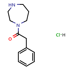 Chemical structure of 1-(1,4-Diazepan-1-yl)-2-phenylethanone hydrochloride , CAS 2036079-79-3, AChemBlock AD295024