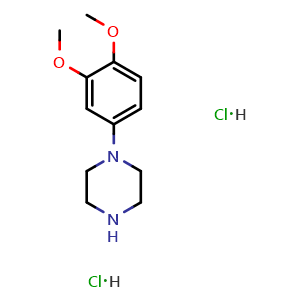 Chemical structure of 1-(3,4-Dimethoxyphenyl)piperazine dihydrochloride , CAS 58260-71-2, AChemBlock AD295030