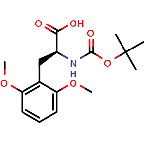 Chemical structure of (S)-2-(Boc-amino)-3-(2,6-dimethoxyphenyl)propanoic acid , CAS 2349906-34-7, AChemBlock AD295035