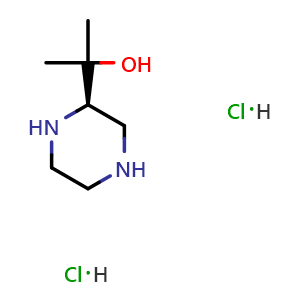 Chemical structure of (R)-2-(Piperazin-2-yl)-2-propanol dihydrochloride , CAS 2704523-26-0, AChemBlock AD295043