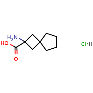 Chemical structure of 2-Aminospiro[3.4]octane-2-carboxylic acid hydrochloride , CAS 2411223-69-1, AChemBlock AD295045