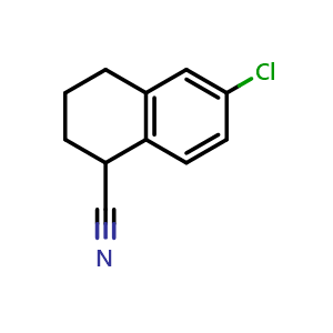 Chemical structure of 6-Chloro-1,2,3,4-tetrahydronaphthalene-1-carbonitrile , CAS 91348-83-3, AChemBlock AD295058