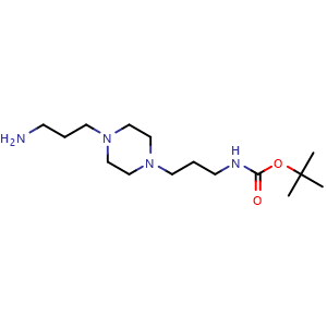 Chemical structure of 3-[4-(3-Aminopropyl)piperazin-1-yl]-N-Boc-propan-1-amine , CAS 87980-89-0, AChemBlock AD295061