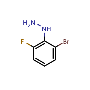 Chemical structure of (2-Bromo-6-fluorophenyl)hydrazine , CAS 1049976-47-7, AChemBlock AD295068