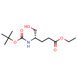 Chemical structure of Ethyl (S)-4-(Boc-amino)-5-hydroxypentanoate , CAS 125982-19-6, AChemBlock AD295069