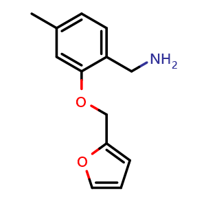 Chemical structure of 2-(Furan-2-ylmethoxy)-4-methylbenzylamine , CAS 1248059-64-4, AChemBlock AD295072