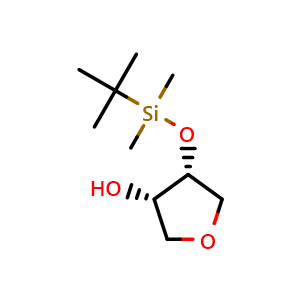 Chemical structure of cis-4-[(tert-Butyldimethylsilyl)oxy]tetrahydrofuran-3-ol , CAS 1137225-65-0, AChemBlock AD295080
