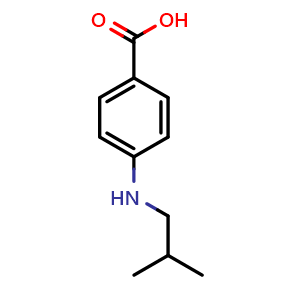Chemical structure of 4-[(2-Methylpropyl)amino]benzoic acid , CAS 371958-90-6, AChemBlock AD295101